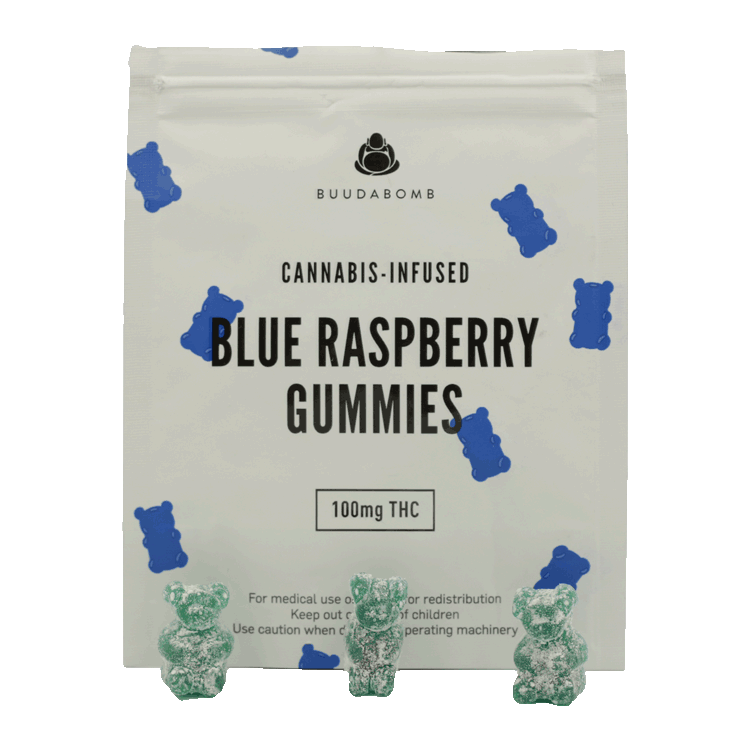 Buudabomb – Blue Raspberry Gummies – 100mg | BC Weed Edible Canada Buudabomb – Blue Raspberry Gummies – 100mg | BC Weed Edible Canada